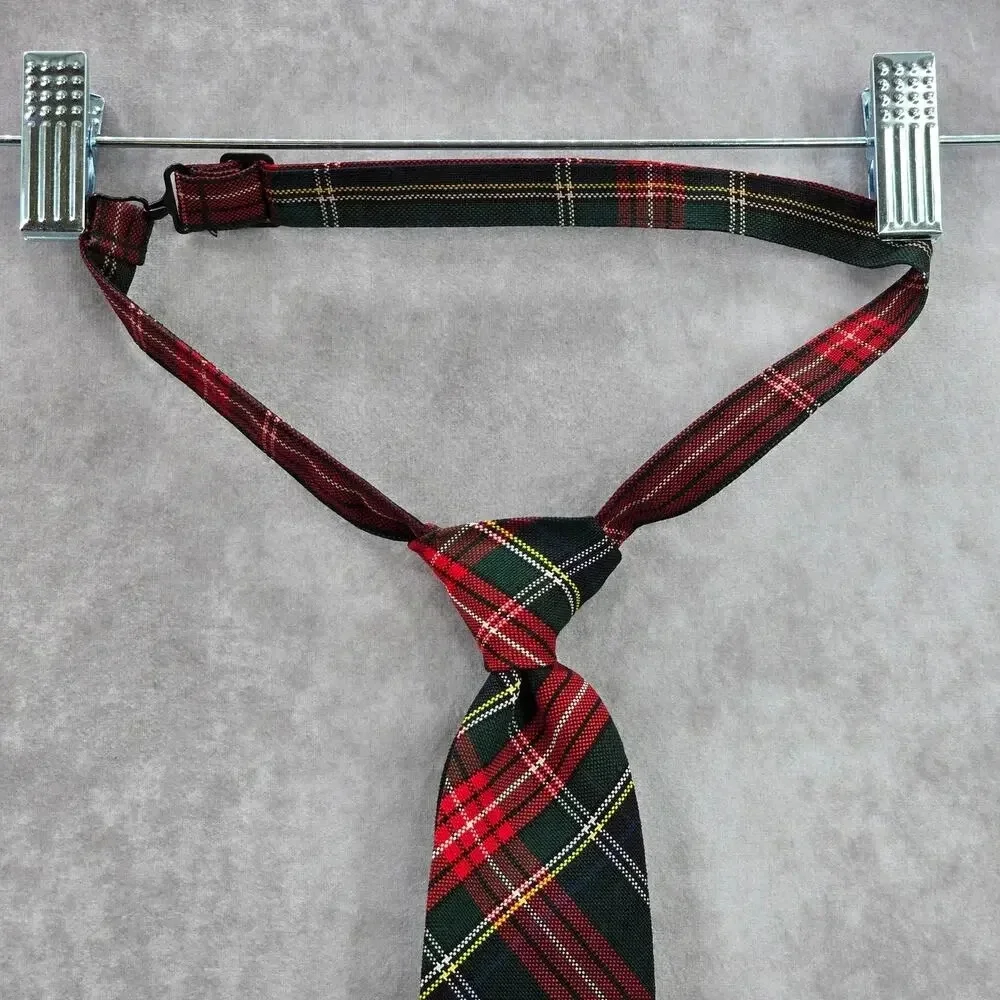 Flynn O'Hara‎ Uniform Red Green Blue Plaid Tartan Adjustable Clip Youth Tie 14